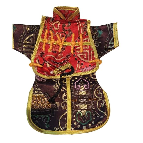 Wine Bottle Cover 3 piece set Hat Vest Kimono Red Black Silver Purple Gold Trim - Picture 8 of 8